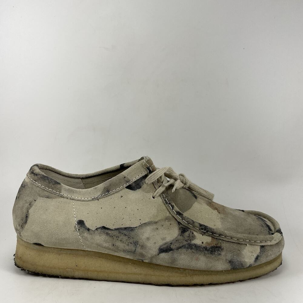 Clarks Originals Wallabee Mens Size 12 M Off White Camouflage Suede Shoes Low